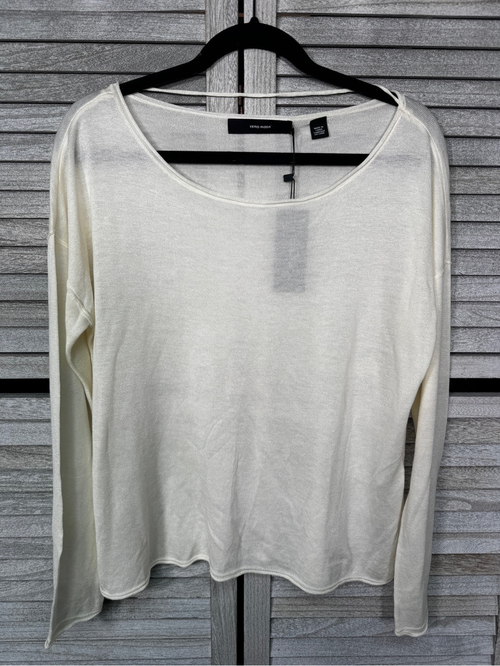 Vero Moda Ivory Lightweight Boat Neck Sweater Size L NWT